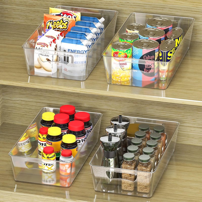 Simple Houseware 4 Pcs Kitchen Clear Bin Storage Organizer, 15" x 8" x 3.75" - Image 3